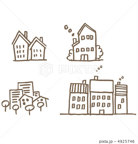 Line Drawings Of Houses And Condominiums Stock Illustration