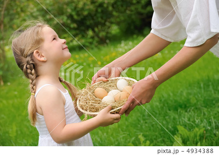 Mother and daughter having Easter time 4934388