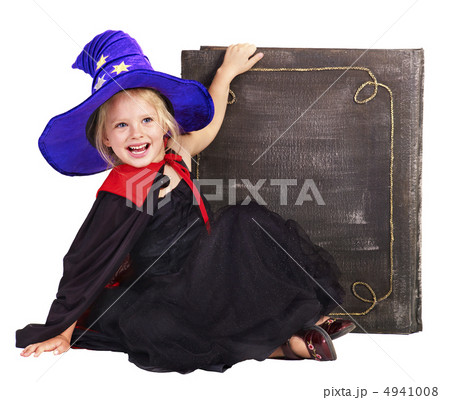 Witch child holding  book. 4941008