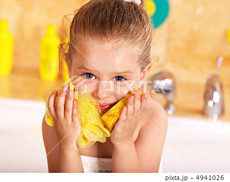 Kid washing in bath. Kid washing in bath. 4941026