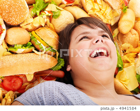 Woman with fast food. 4941584