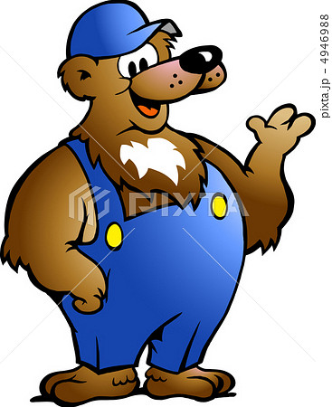 Hand-drawn Vector illustration of an Bear in Blue Overalls 4946988