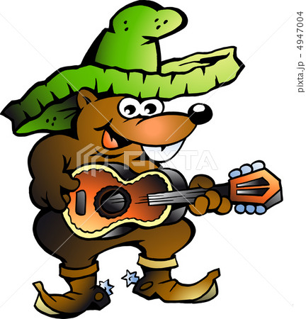 Hand-drawn Vector illustration of an Mexican Wallaby Playing Gui 4947004
