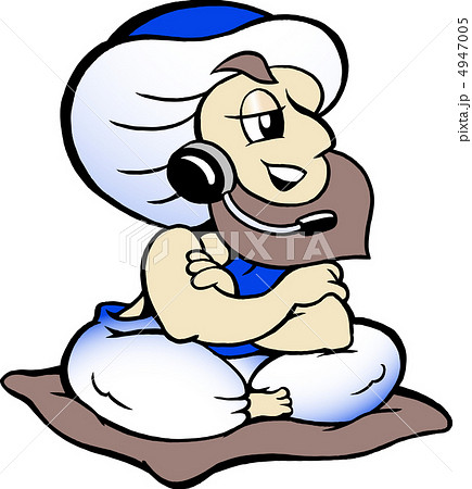 Hand-drawn Vector illustration of an Genie speaking in headset 4947005