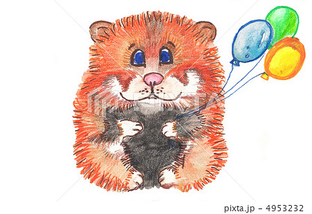 hamster and a balloon. watercolor 4953232