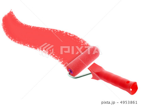 brush - roll with red paint brush - roll with red paint 4953861