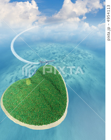 Island in the form of heart and the flying plane 4954113