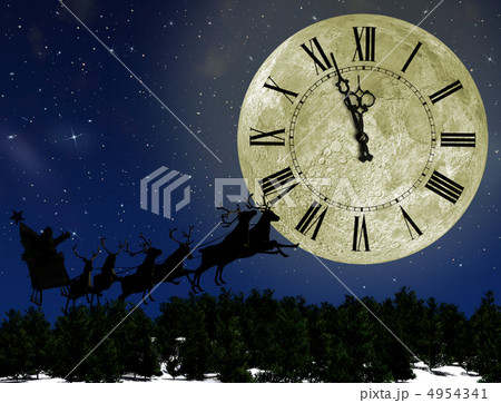 Santa Claus On Sledge With Deer against the bright moon with arr Santa Claus On Sledge With Deer against the bright moon with arr 4954341