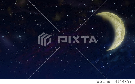 The half moon in the star sky. The detailed image 4954355