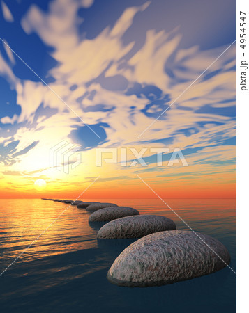 rock in water and yellow sunset rock in water and yellow sunset 4954547