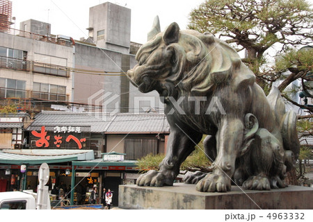 八坂神社の狛犬 吽形像 八坂神社 京都市東山区 の写真素材