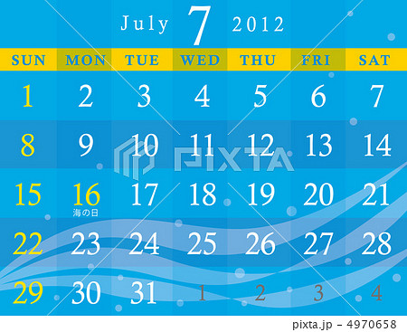 7月カレンダー Iphone壁紙にもokのイラスト素材