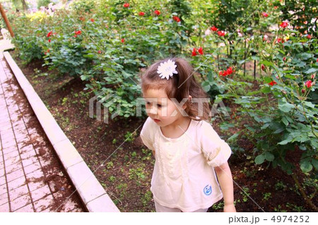 花壇の前の女の子 4974252