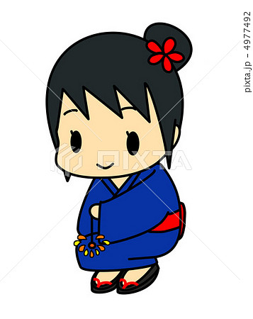 浴衣で線香花火のイラスト素材