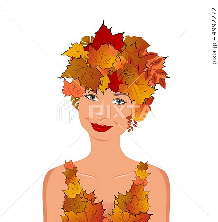 elegant autumn girl with leaves 4992272