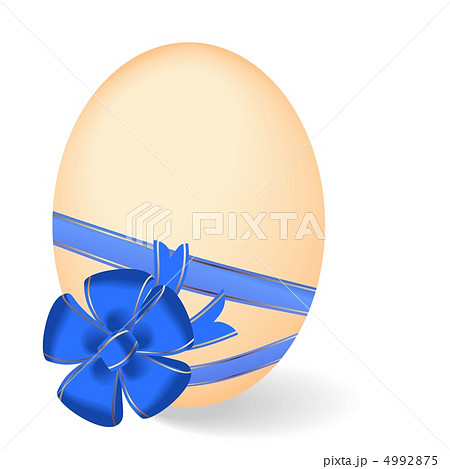 Realistic illustration by Easter egg with blue bow 4992875