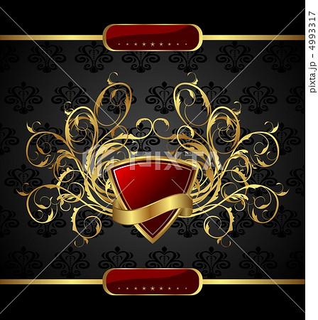 gold floral packing with heraldic element 4993317