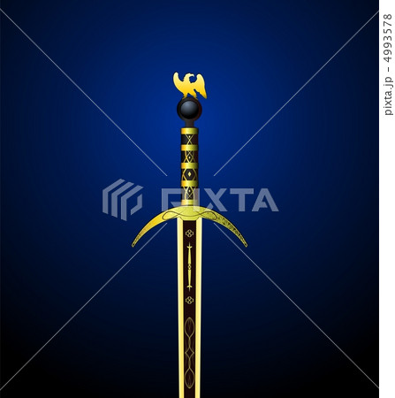 Illustration of a magic gold sword with an eagle on a hilt Illustration of a magic gold sword with an eagle on a hilt 4993578