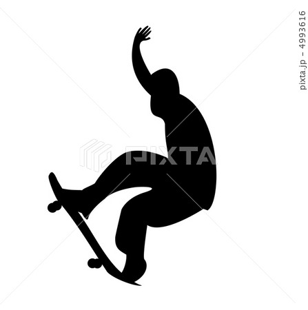 Illustration of black silhouette skateboard man 4993616