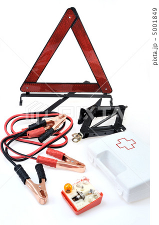 Emergency kit for car - first aid kit, car jack, jumper cables, warning triangle, light bulb kit 5001849
