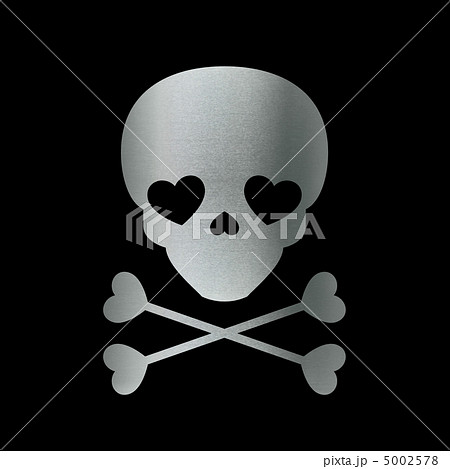 ドクロマーク-16■どくろ・骨・ハート・シルバー・黒 5002578