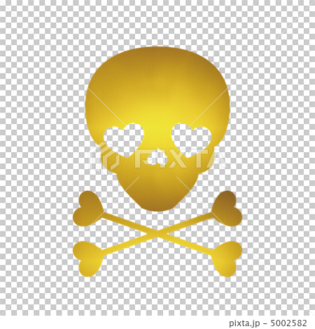 ドクロマーク-13■どくろ・骨・ハート・ゴールド・白 5002582