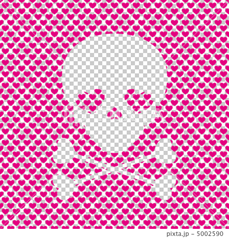 ドクロマーク-06■どくろ・骨・ハート・白・ピンク 5002590