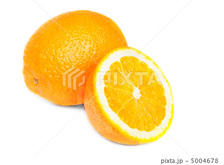 One and half oranges isolated on white 5004678