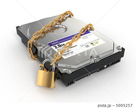 Protected hdd. Chain and lock on hard disk drive 5005257