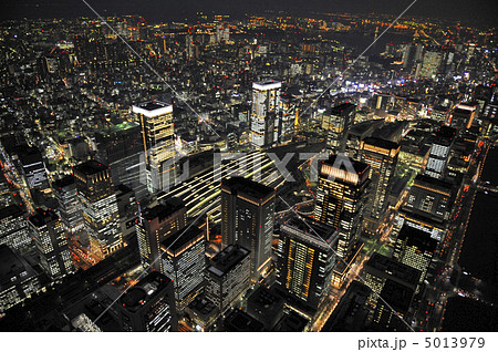 航空写真 丸の内夜景空撮の写真素材