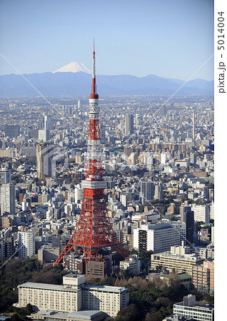 航空写真 東京タワー空撮の写真素材