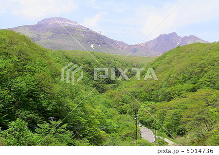 那須町湯本つつじ吊り橋　那須岳　朝日岳遠望－湯本にて 5014736