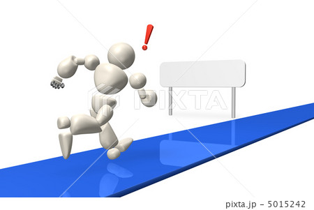 沿道のサインに驚くロボットを表す3DCGイラスト 5015242