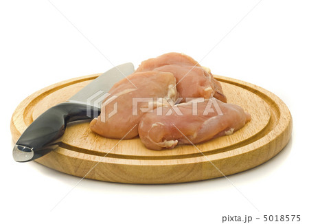 Chicken fillet and knife on hardboard Chicken fillet and knife on hardboard 5018575