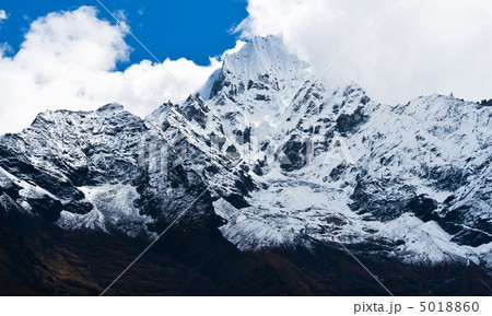 Thamserku Mountain peak in Himalayas, Nepal 5018860