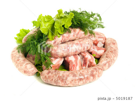 Pieces of Pork meat and Sausages 5019187