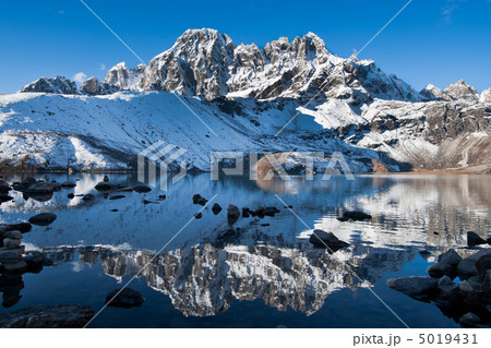 Sacred Gokyo Lake and mountain peak in Himalayas 5019431