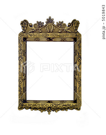 Empty vertical carved frame for picture or portrait isolated 5019843