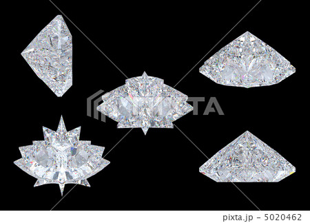 Top, bottom and side views of maple leaf diamond 5020462