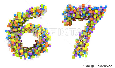 Abstract cubic font 6 and 7 figures 5020522