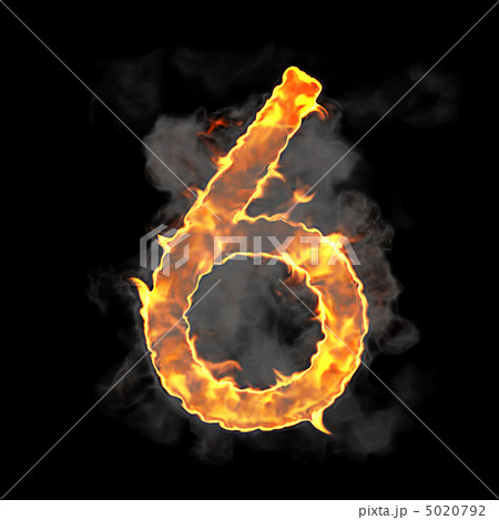 Burning and flame font 6 numeral 5020792
