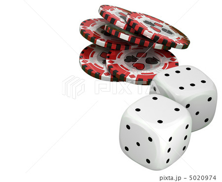 Casino or roulette chips and dies over white Casino or roulette chips and dies over white 5020974