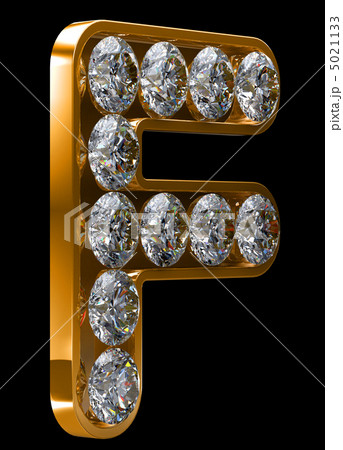 Golden F letter incrusted with diamonds 5021133