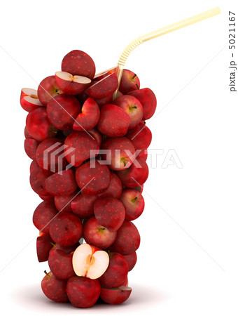 Glass shape assembled of apples with straw 5021167