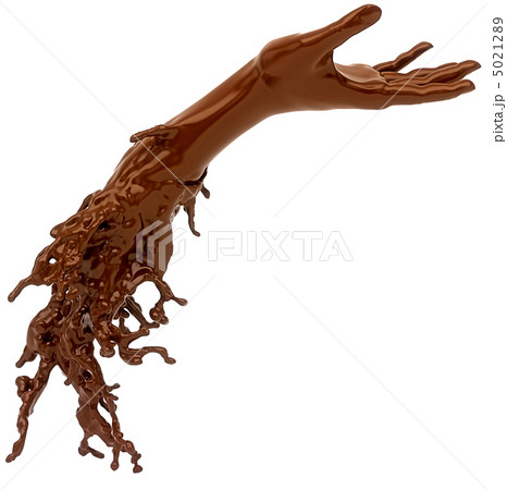 Hot liquid chocolate hand isolated on white 5021289