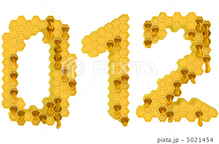 Honey font 0 1 and 2 numerals isolated 5021454