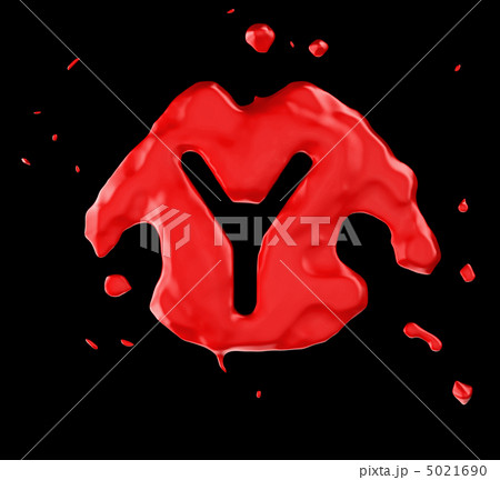 Red blob Y letter over black background 5021690