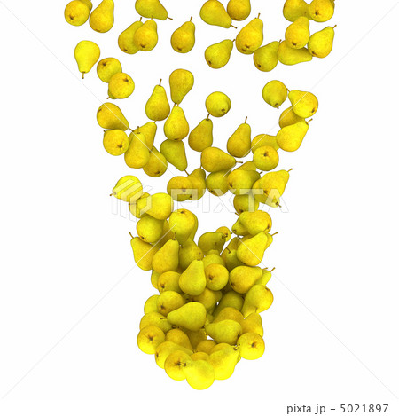 Ripe pears falling down isolated on white 5021897