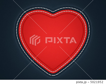 Red stitched heart shape on black leather Red stitched heart shape on black leather 5021952