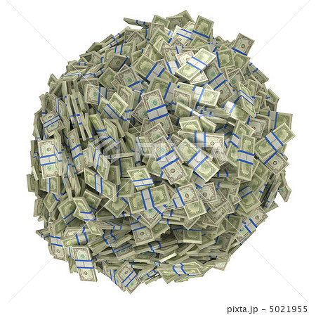 Sphere shape assembled of US dollar bundles 5021955